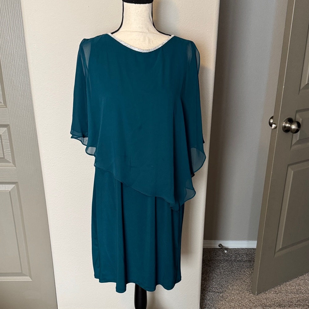 Chic Asymmetrical Teal Dress